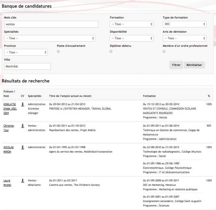 Banque de candidatures - emploisenventesmarketing.com